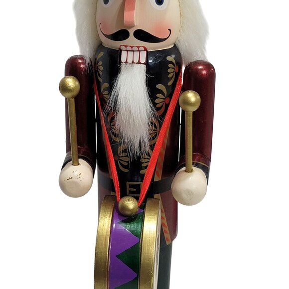 Wooden Drummer Nutcracker Soldier Figurine 18" Hand-Painted Christmas Decor Gold - Picture 8 of 10